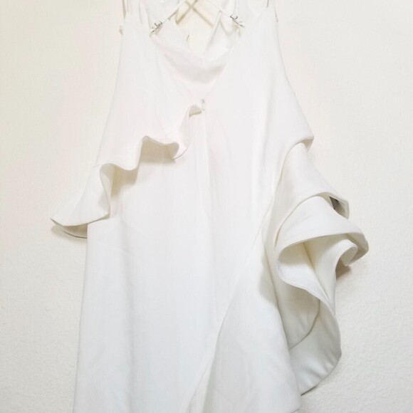 NWT Lovers + Friends Interstellar Gown Asymmetric Ruffled Maxi Dress White Small - Picture 7 of 11